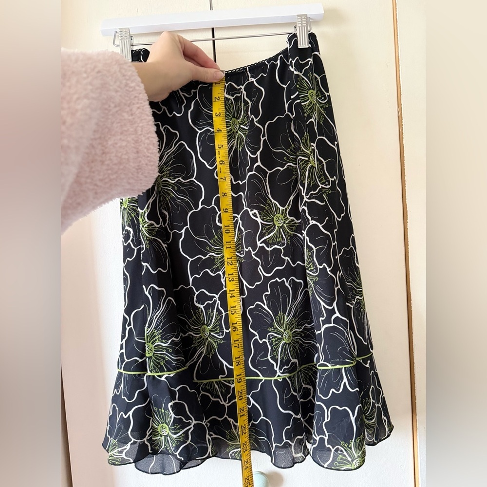 Vintage Fashion Bug ๐๐ Floral Black and Green Women's Skirt Size 14/16 - Picture 6 of 6